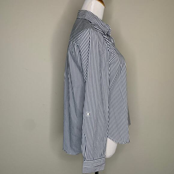 Marc New York Black White Stripe Embroidered Floral Button Up Sz Small - Picture 4 of 9